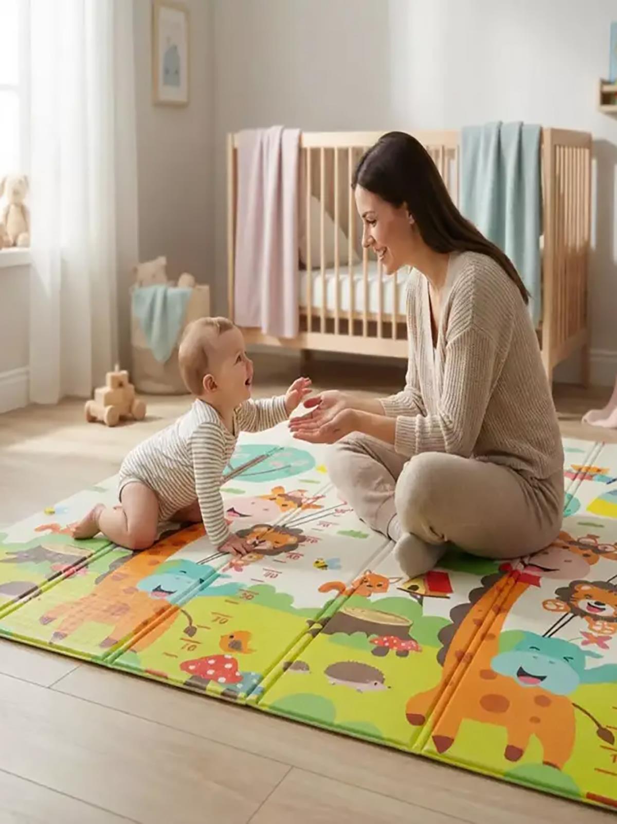 Holmen Katlanabilir Çift Taraflı Oyun Matı Arabalar ve Hayvanlar 150*200 cm - Standart