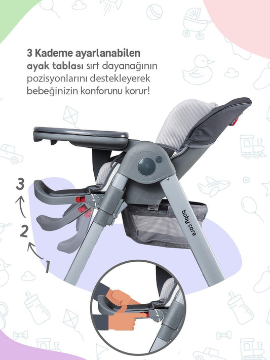 Babycare Flex Lüks Mama Sandalyesi - Gri