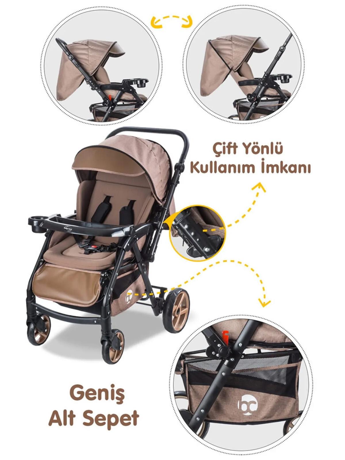 Babycare Combo Maxi Pro Çift Yönlü Bebek Arabası - Kahve
