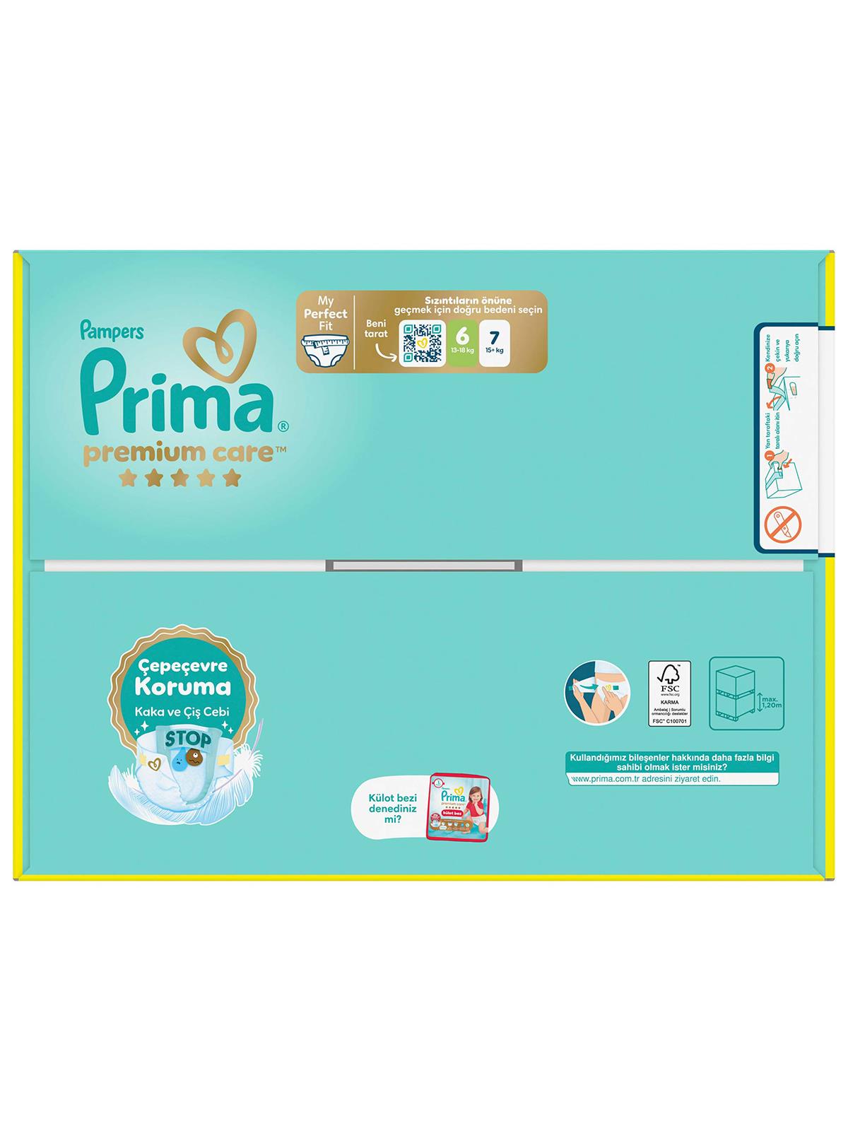 Prima Bebek Bezi Premium Care 6 Beden Extra Large Fırsat Paket 62 Adet