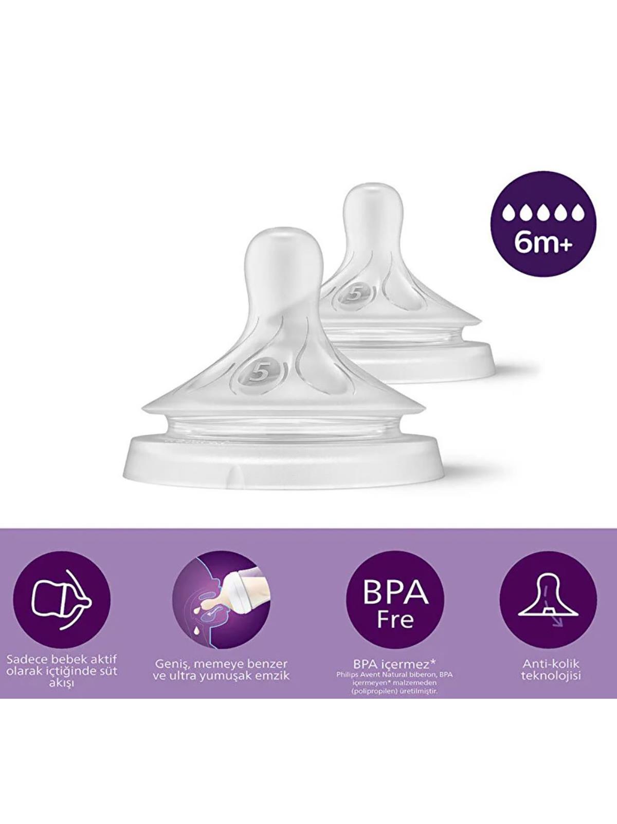 Avent Natural Response 2'li Biberon Emziği5 Numara6+ AyDoğal Tepkili Biberon Emziği
