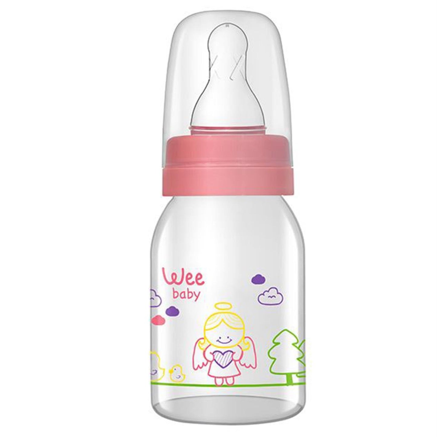 Wee Baby Sılıkon Klasık Kıraz Uclu Cam Bıberon 125 ml - Pembe