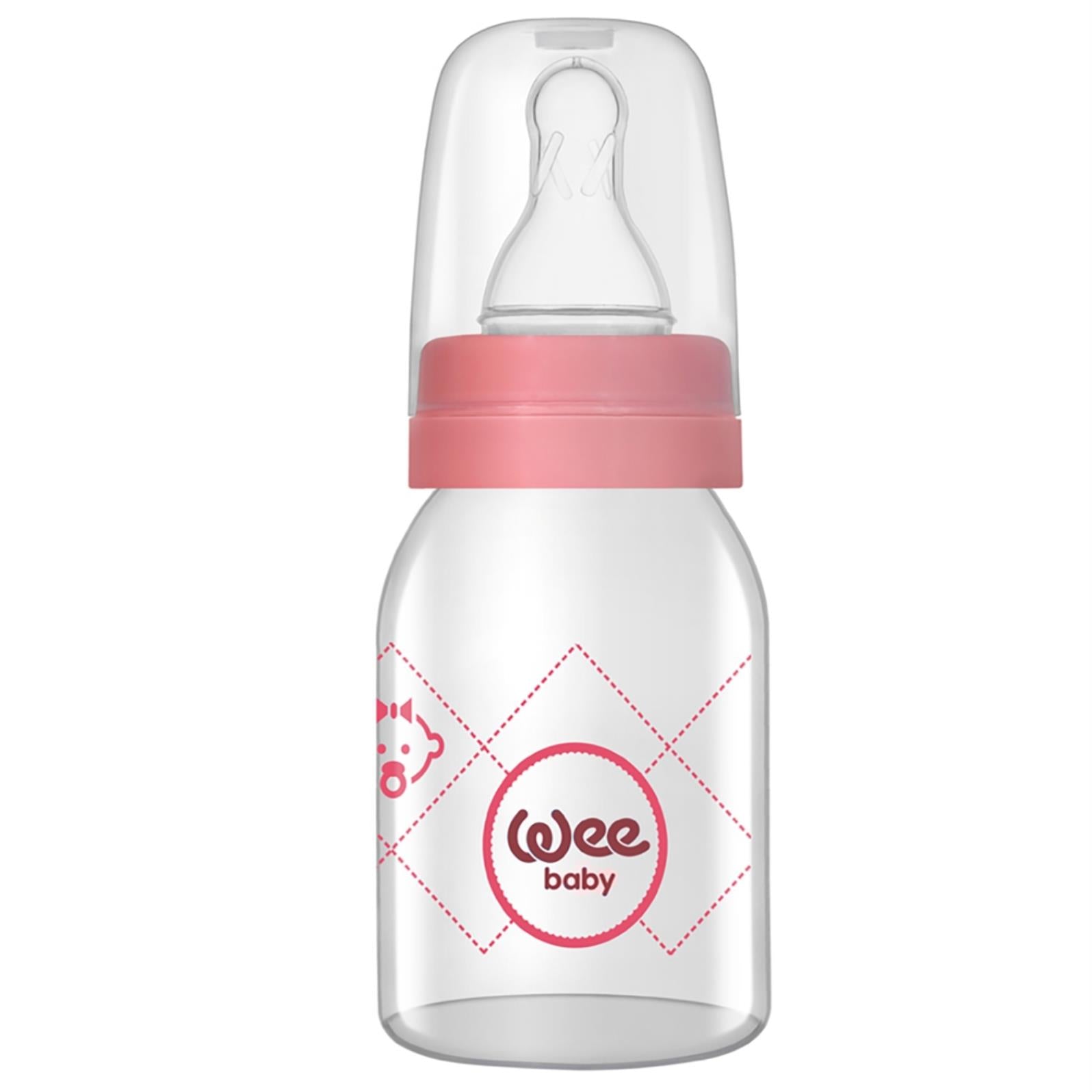 Wee Baby Sılıkon Klasık Kıraz Uclu Cam Bıberon 125 ml - Pembe