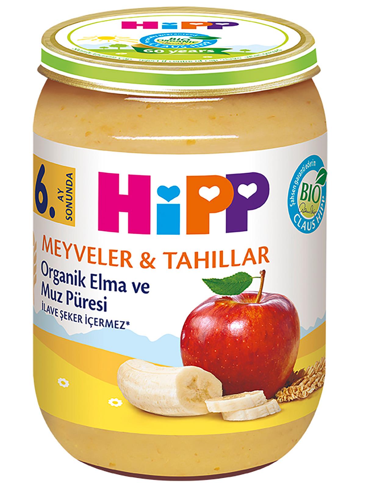 Hipp Mama Organik Elma Muz Püresi Kavanoz Mama 190 gr +6 Ay